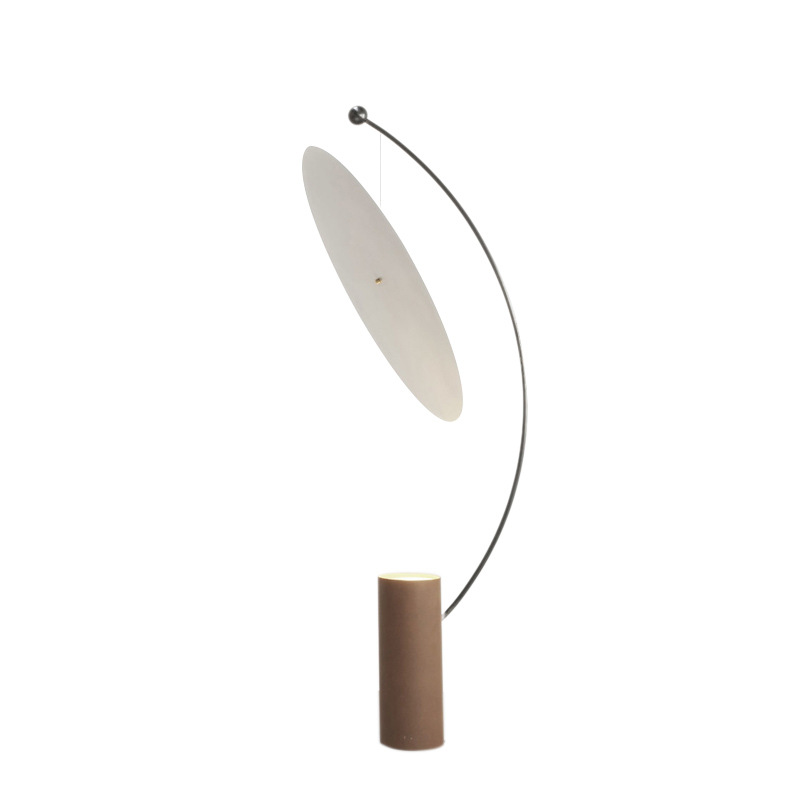 EPFL0442Modern LED Floor Lamp with Curved Arm and Floating Disc Reflector Artistic Ambient Light