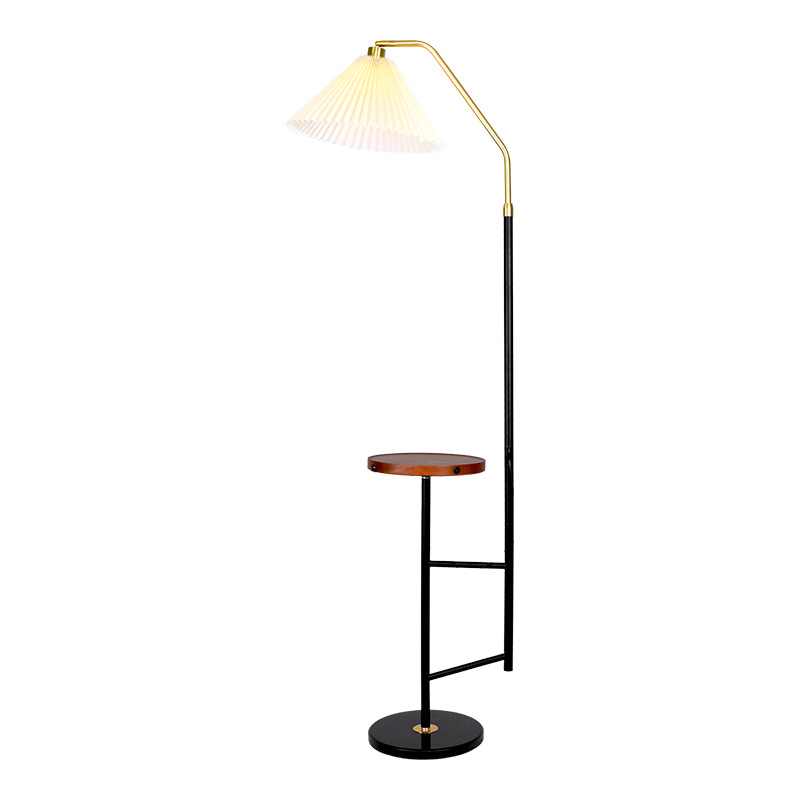 EPFL0411Retro Floor Lamp with Built-In Side Table