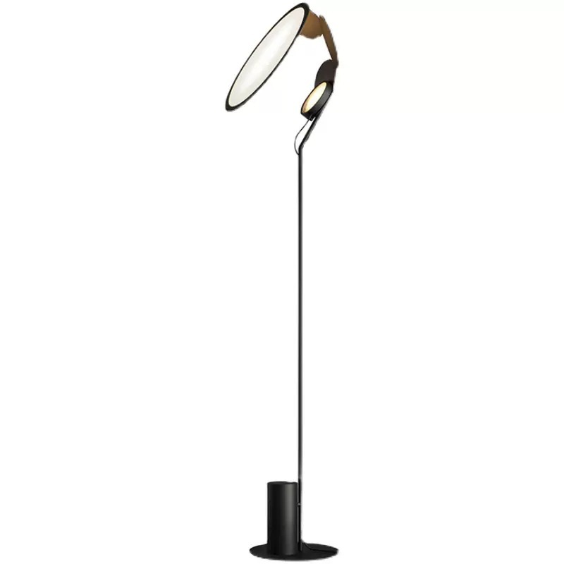 EPFL0440Futuristic Dual Disc LED Floor Lamp with Adjustable Heads Sculptural Standing Light