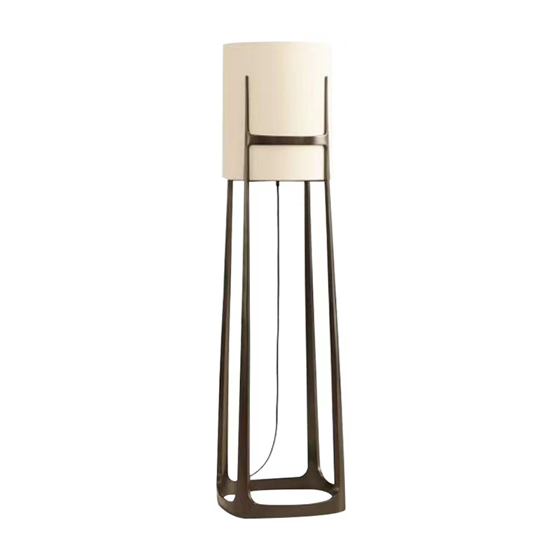 EPFL0452Modern Fabric Shade Floor Lamp with Open Geometric Metal Frame