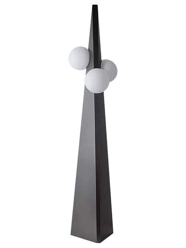 EPFL9263Geometric Obelisk Floor Lamp  Modern LED Light with Spherical Glass Globes 