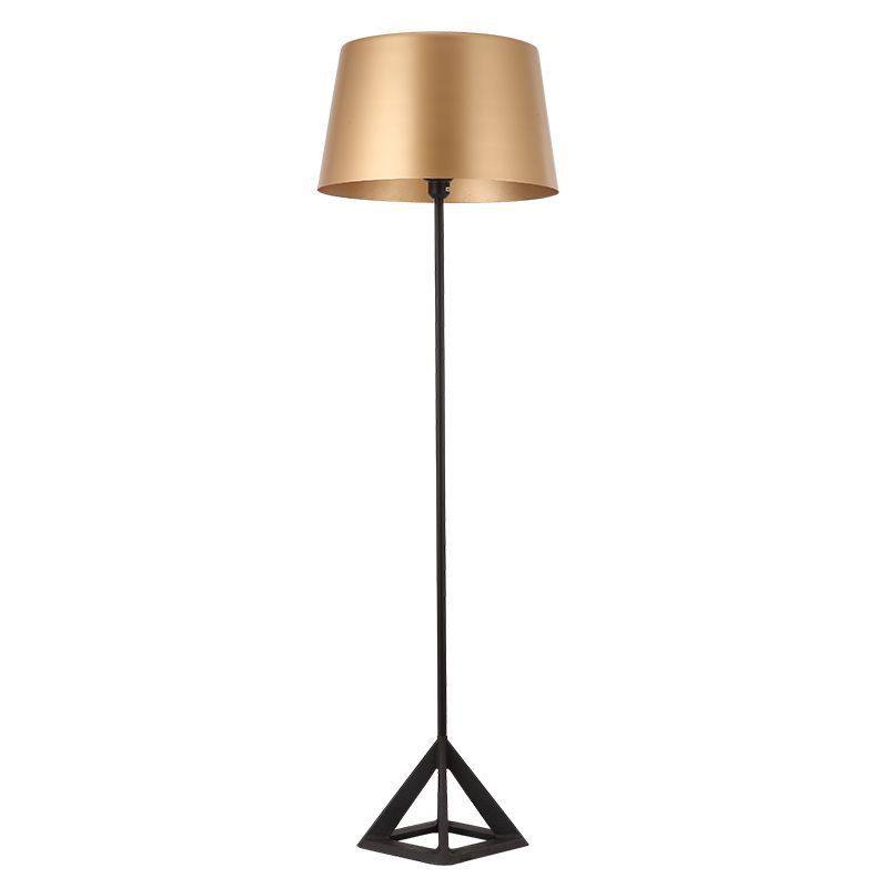 EPFL0449Modern Floor Lamp with Gold Metal Shade and Geometric Black Base