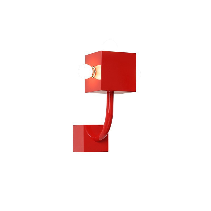 EPWL0350Modern Red Cube LED Wall Lamp Creative Dual Bulb Decorative Sconce