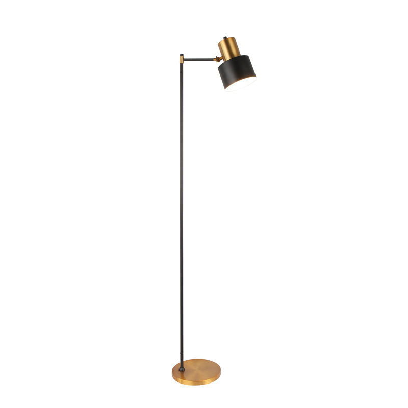 EPFL0439Modern Black and Gold Floor Lamp with Adjustable Arm