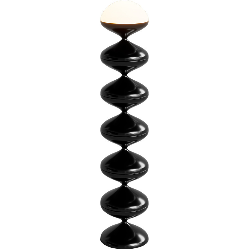 EPFL0403Postmodern Sculptural Floor Lamp Black Glossy Pedestal Lamp