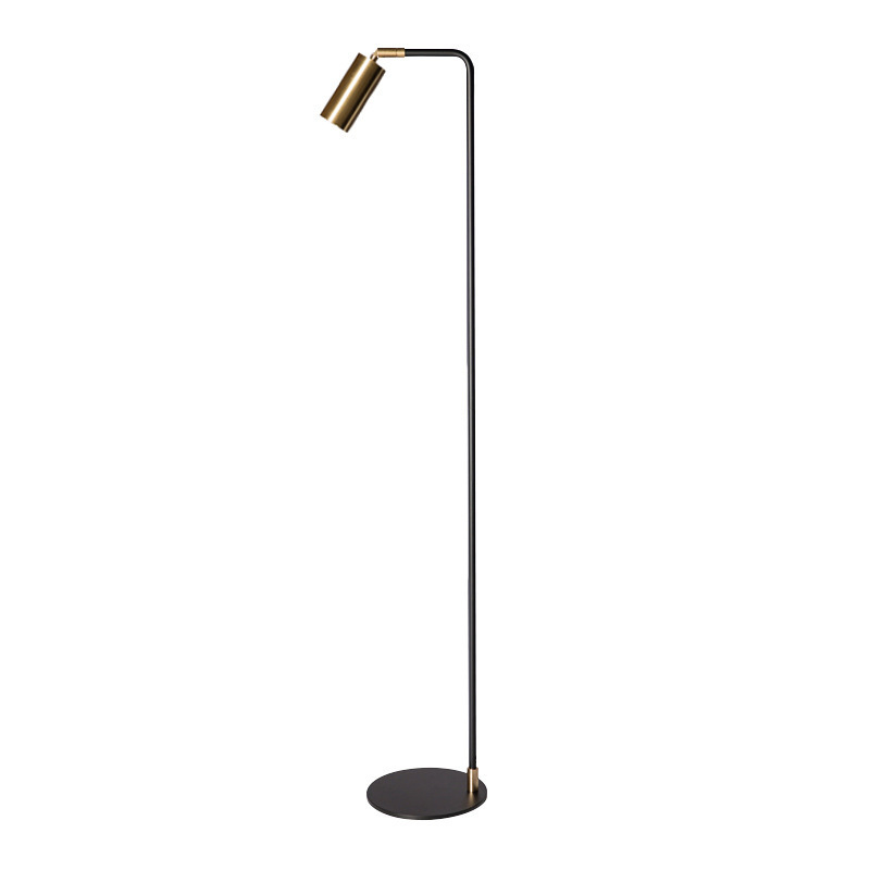 EPFL0444Minimalist Black and Gold Floor Lamp with Cylinder Head