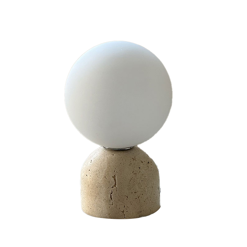 EPTL0487Modern Travertine Stone Table Lamp with Glass Globe