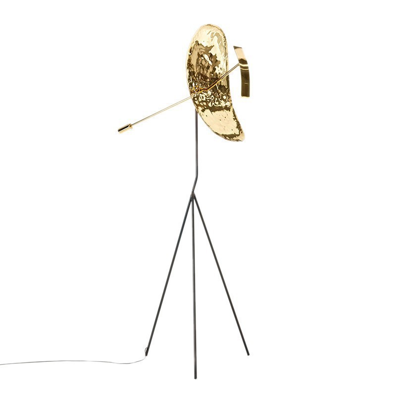 EPFL0434Stainless Steel Floor Lamp with Hammered Brass