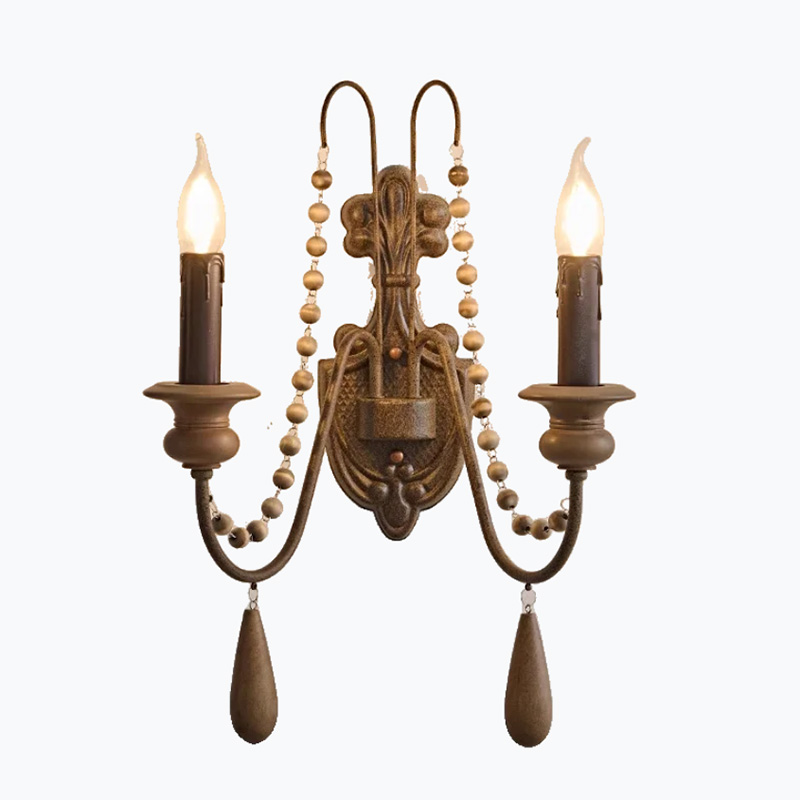 EPWL0494Vintage Candle Wall Lamp Retro Double Arm Wall Sconce