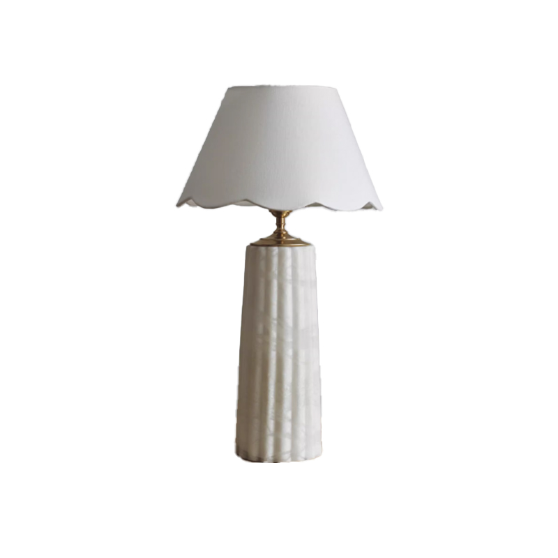 EPTL0747Luxury Alabaster Table Lamp Pleated Fabric Shade