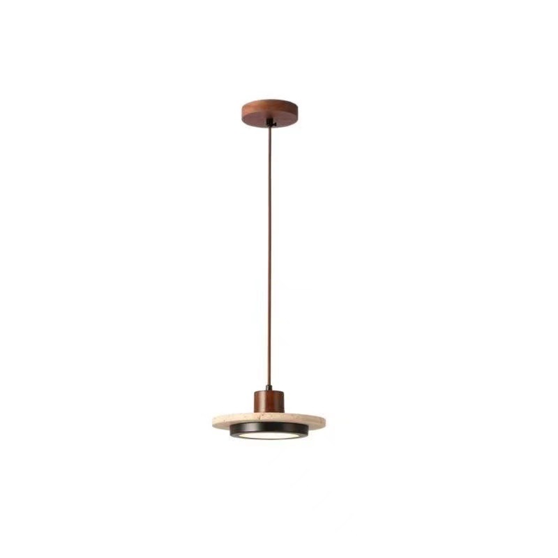 EPPL0810Modern Travertine Pendant Light Disc Stone Hanging Lamp