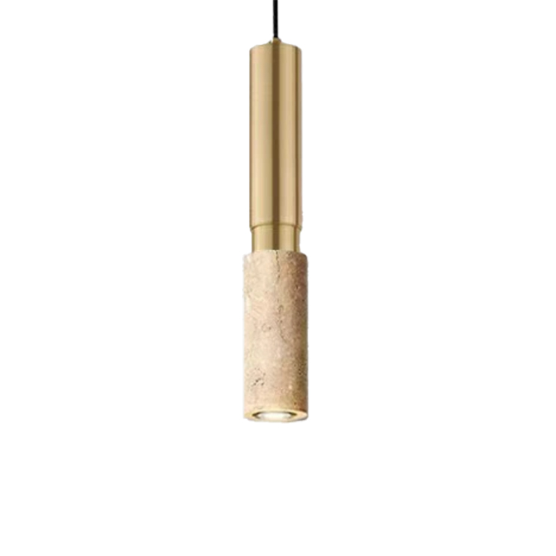 EPPL0820Modern Travertine Pendant Light Metal Cylinder Hanging Lamp