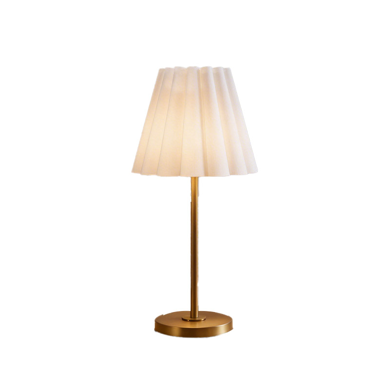 EPTL0758Modern Pleated Table Lamp Gold Base Fabric Shade