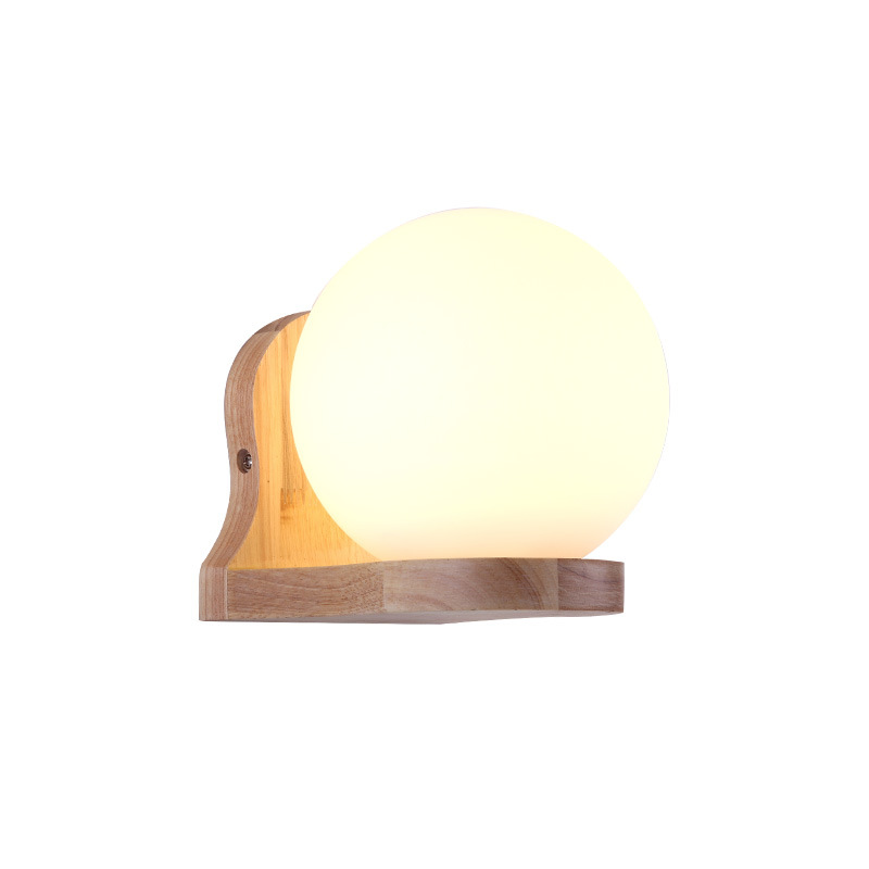EPWL0852Modern Wooden Table Lamp Glass Ball Bedside Lamp