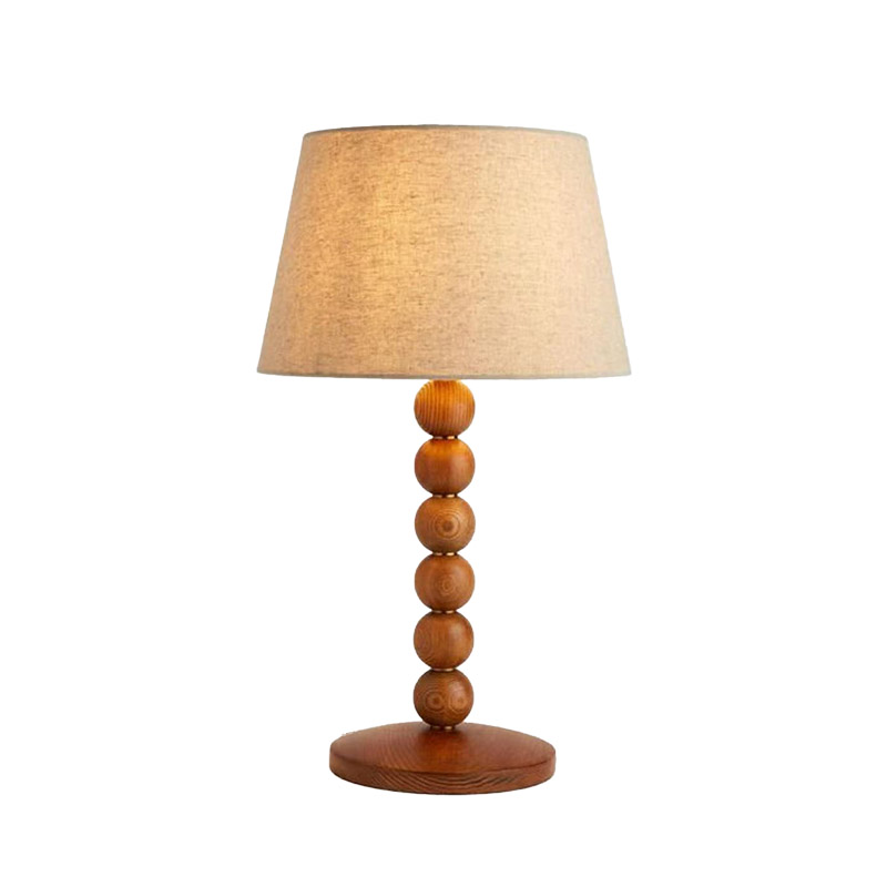 EPTL0759Modern Wooden Bead Table Lamp Fabric Shade Bedside Lamp