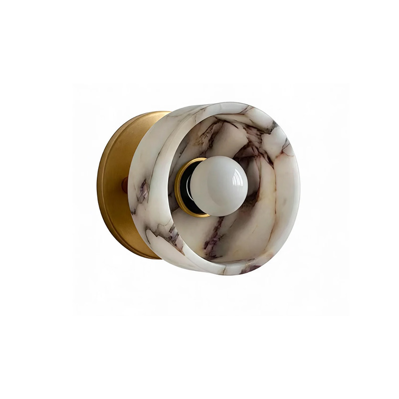 EPWL1050Luxury Natural Marble Wall Light Round Stone Wall Sconce