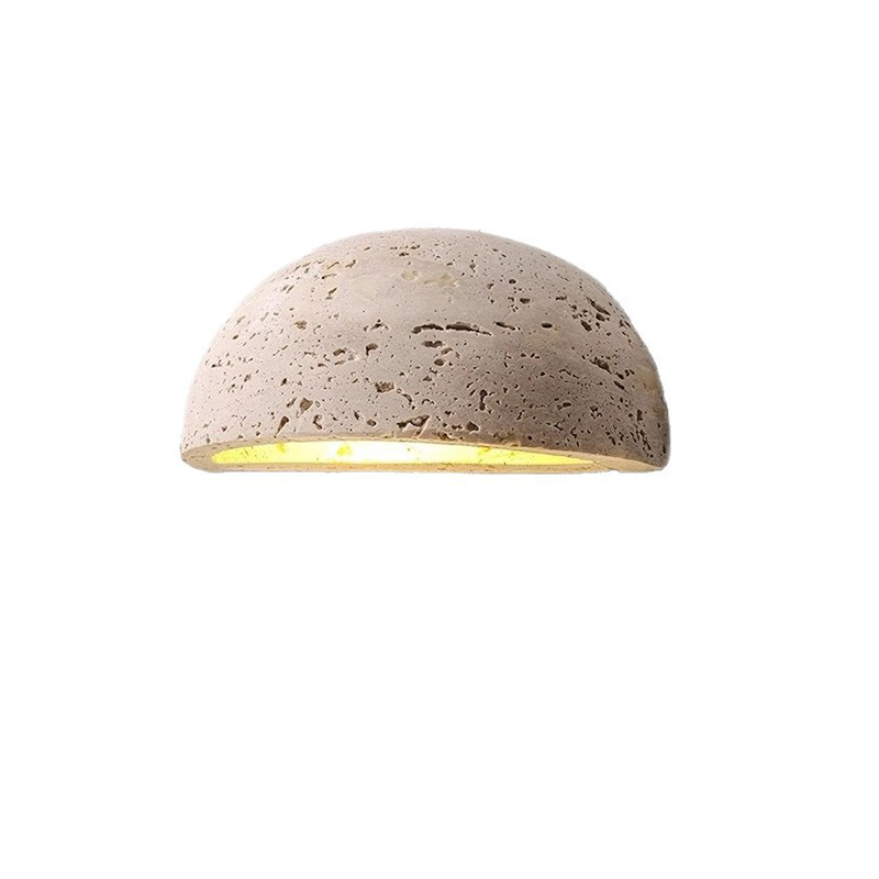 EPWL1031Natural Travertine Pendant Light Dome Shape Stone Hanging Lamp