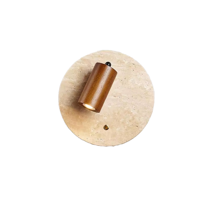 EPWL1028Natural Travertine Wall Light Modern Wood Bedside Wall Lamp