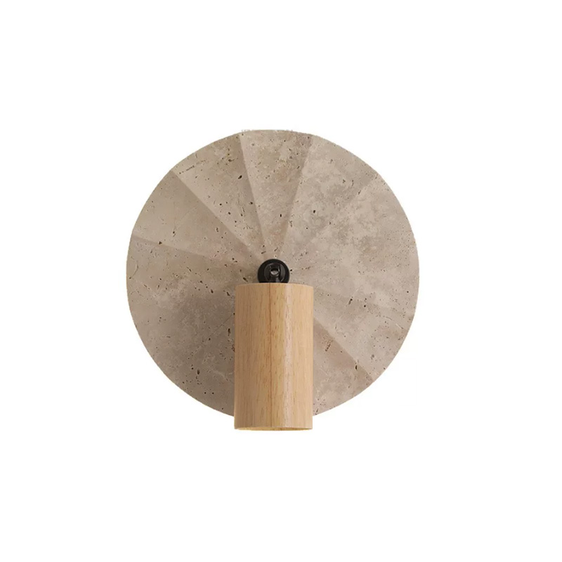 EPWL1030Wabi Sabi Natural Travertine Round Wall Sconce
