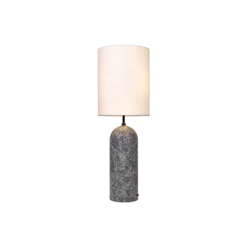 EPFL1075Natural Stone Floor Lamp with Large Fabric Shade Luxury Marble Standing Light